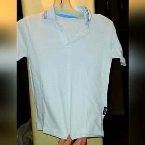 Ben Sherman Stripe White Blue Polo Shirt Boys Kids Small